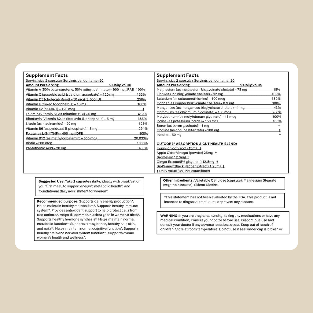 Women’s Multivitamin — Premium Ingredients, Built to Absorb